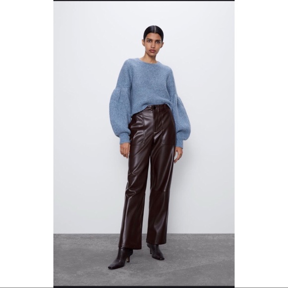 Zara Sweaters - Wool Blend Balloon Sleeve Sweater ( Blue/S )